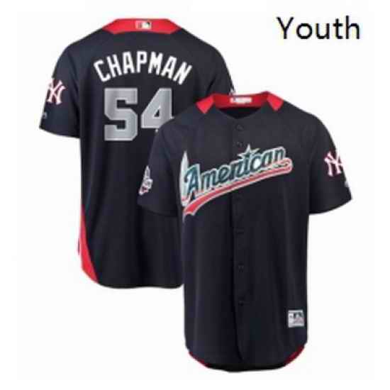 Youth Majestic New York Yankees 54 Aroldis Chapman Game Navy Blue American League 2018 MLB All Star MLB Jersey